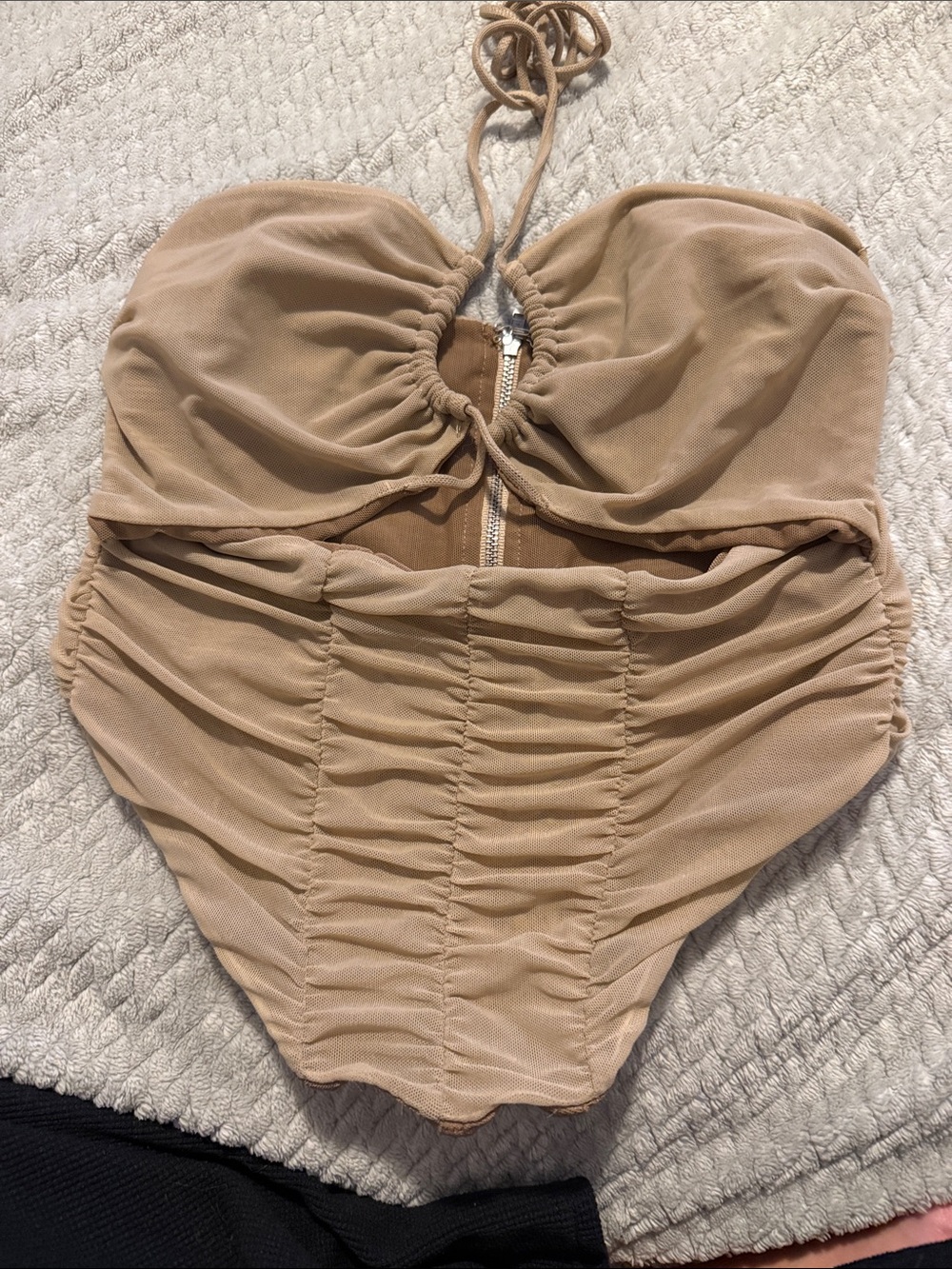 Beige corset top from White Fox Boutique